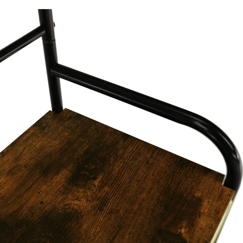 Vešiak s botníkom, 185cm, čierny kov, MDF rustikálne drevo, KELAM