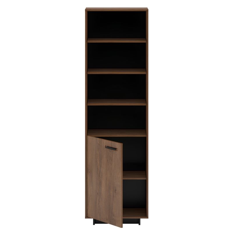 Vitrína, regál, 59cm, dub bolzano, čierna, ľavá, DELIS R1