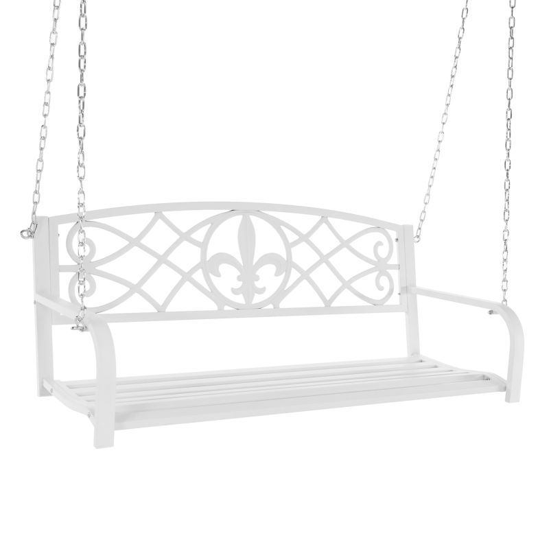 Záhradná hojdačka, 127cm, kov, biela, ABEA