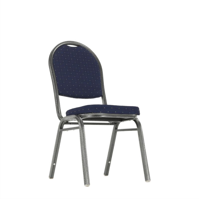 Stolička, stohovateľná, modrá látka, sivý kov, JEFF 2 NEW