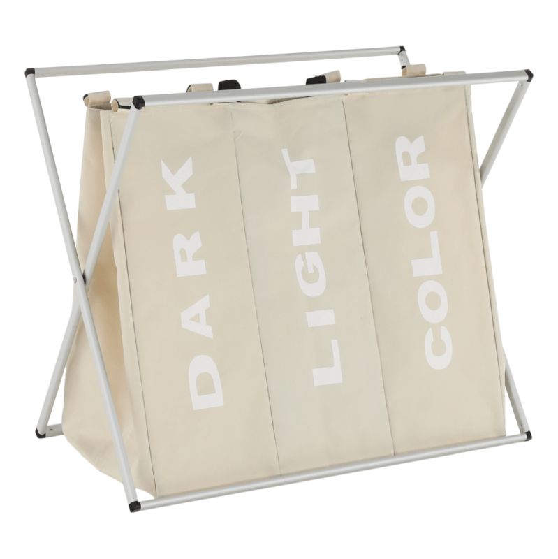 Látkový kôš na bielizeň, 62cm, sivobéžový, LAUNDRY NEW TYP 3