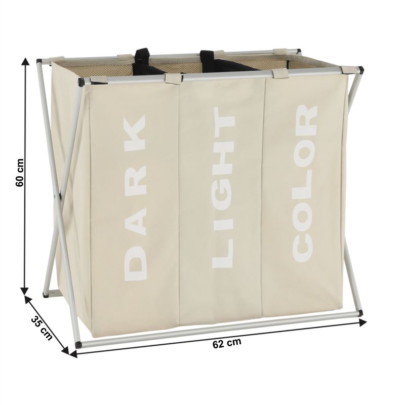 Látkový kôš na bielizeň, 62cm, sivobéžový, LAUNDRY NEW TYP 3