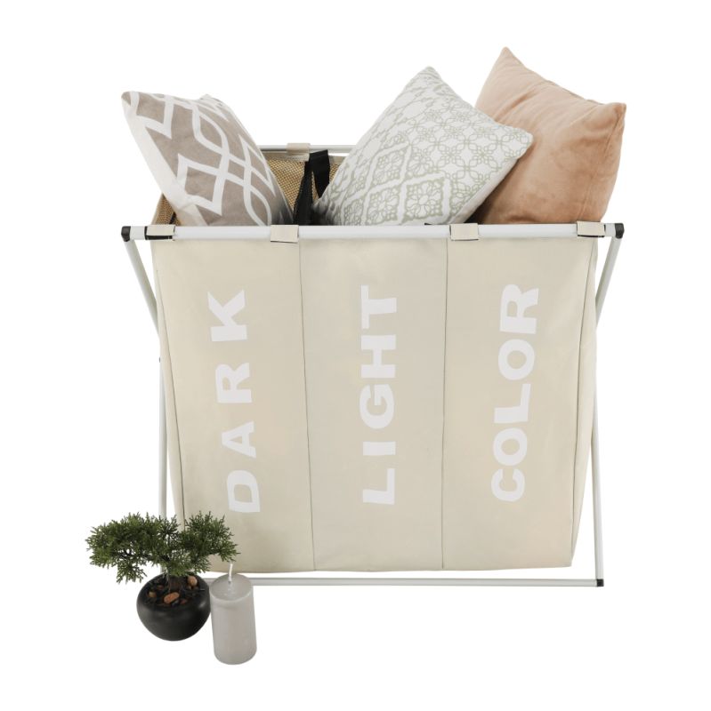 Látkový kôš na bielizeň, 62cm, sivobéžový, LAUNDRY NEW TYP 3