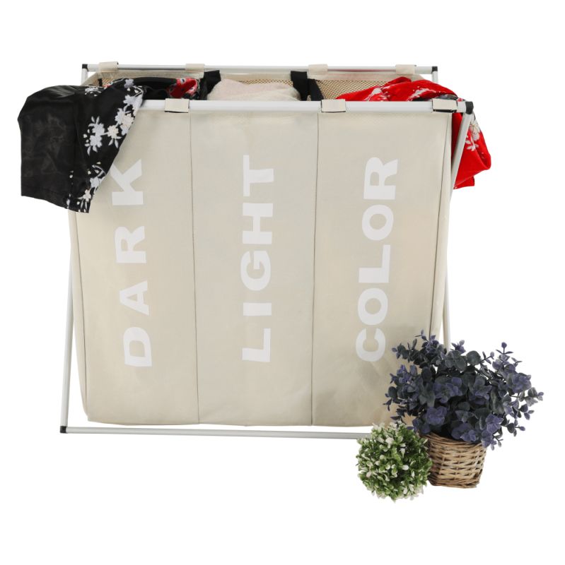 Látkový kôš na bielizeň, 62cm, sivobéžový, LAUNDRY NEW TYP 3