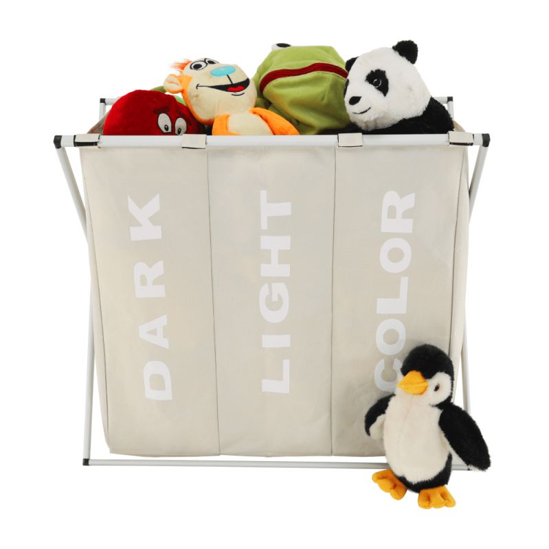 Látkový kôš na bielizeň, 62cm, sivobéžový, LAUNDRY NEW TYP 3