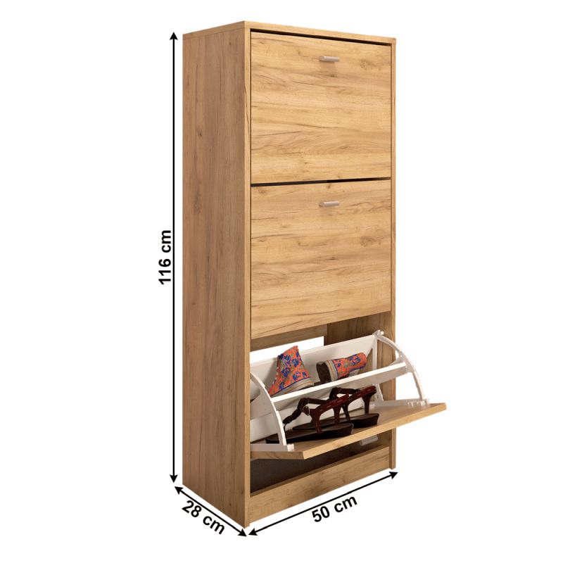 Trojradový botník, 50cm, dub artisan, VIVAT NEW TYP 2
