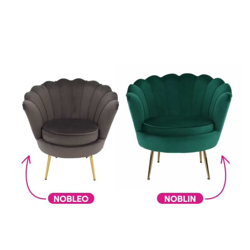 Kreslo, Art-deco, nohy gold chróm, smaragdová látka, NOBLIN