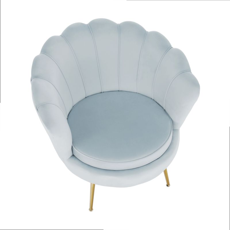 Kreslo, Art-deco, nohy gold chróm, sivomodrá látka, NOBLIN