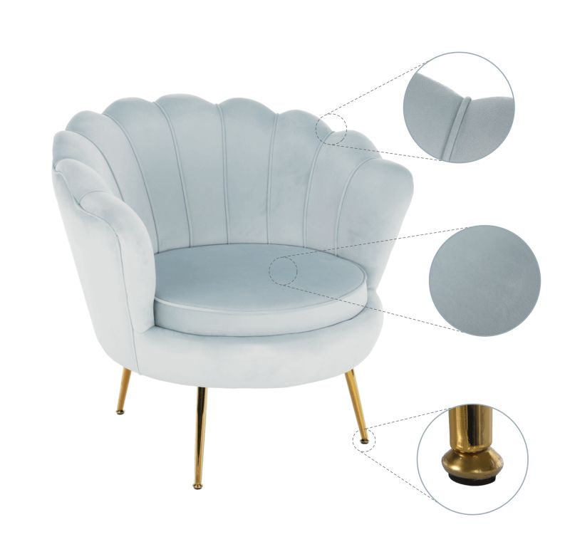 Kreslo, Art-deco, nohy gold chróm, sivomodrá látka, NOBLIN