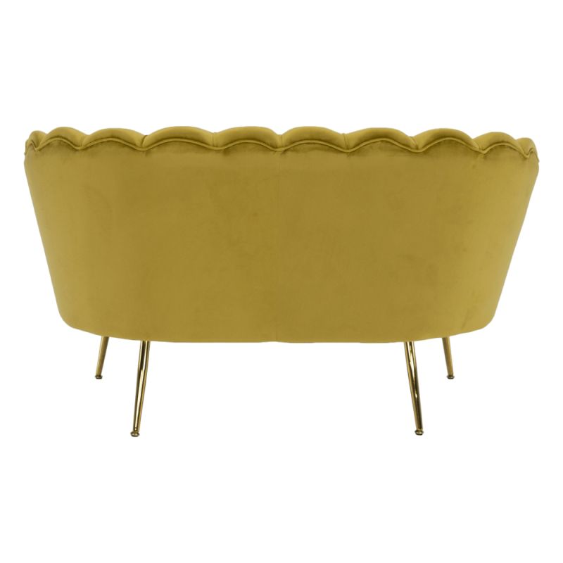 Lavica, Art-deco, nohy gold chróm, horčicová látka, NOBLIN
