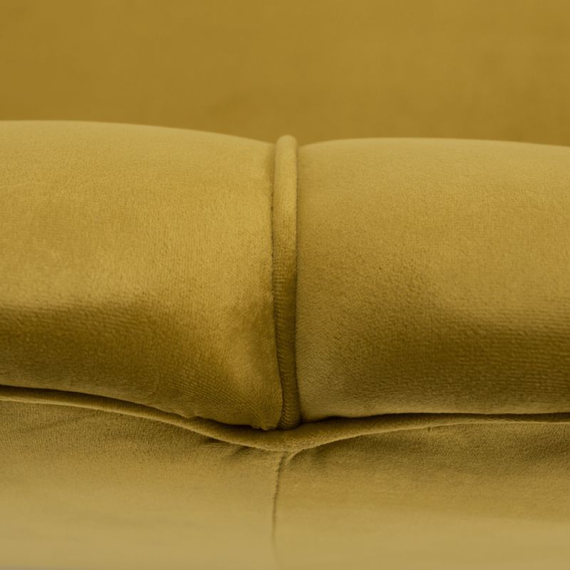 Lavica, Art-deco, nohy gold chróm, horčicová látka, NOBLIN