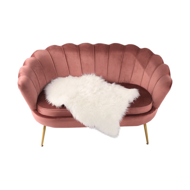 Lavica, Art-deco, nohy gold chróm, ružová látka, NOBLIN