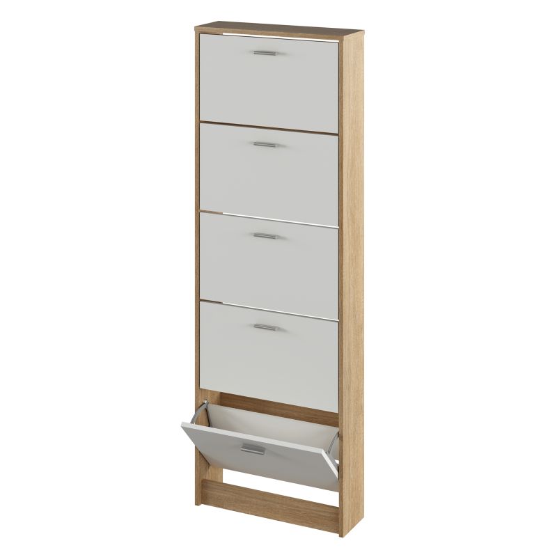 Botník, 58cm, 5-radový, dub sonoma, biely, MOBI 15