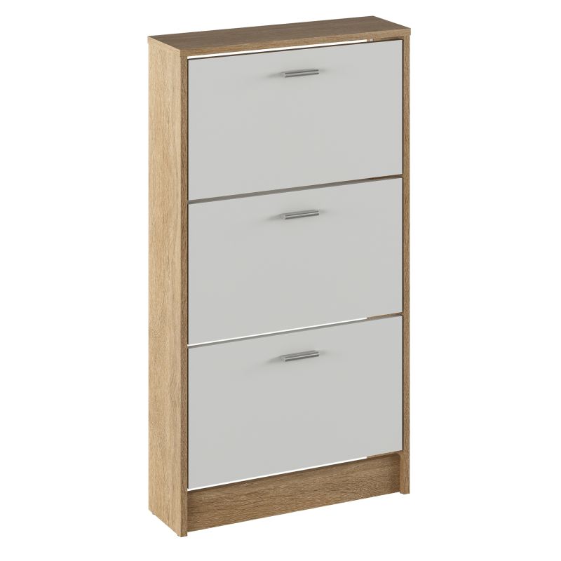 Botník, 58cm, 3-radový, dub sonoma, biely, MOBI 13