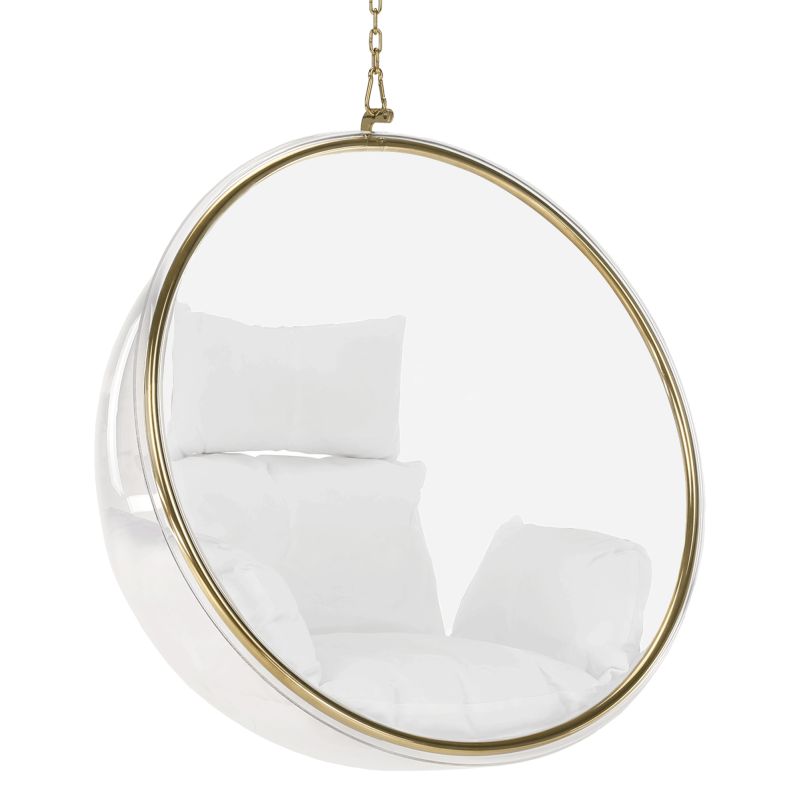 Závesné kreslo, transparentné, látka biela, BUBBLE NEW TYP 1