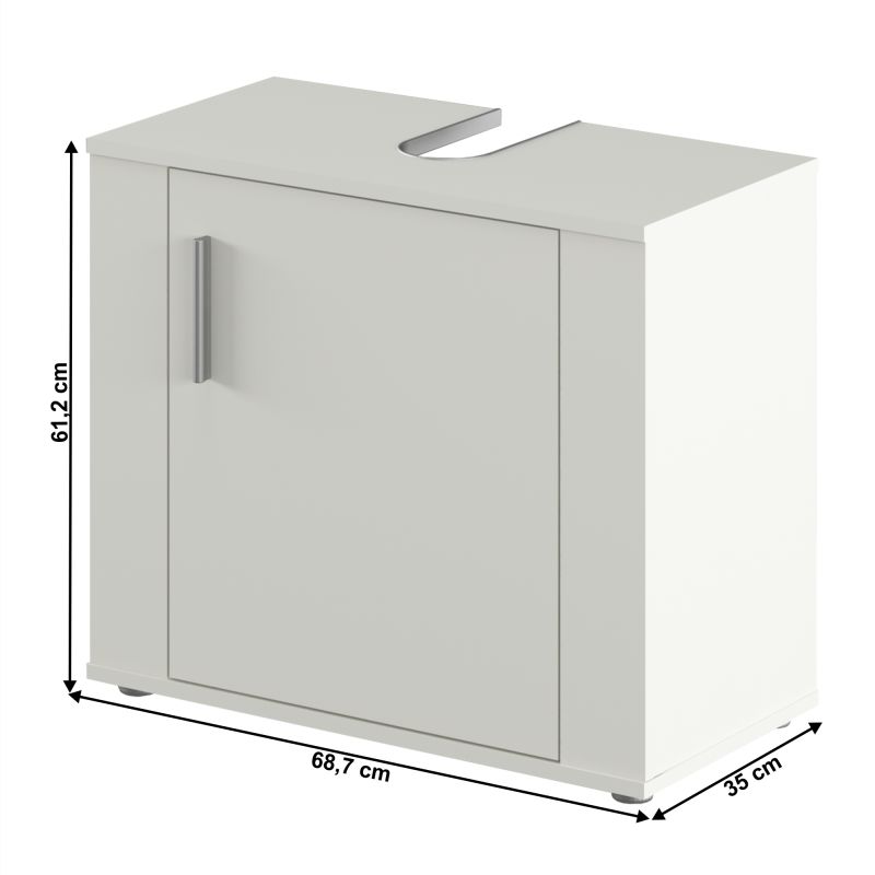 Skrinka pod umývadlo, 69cm, matná biela, LESSY NEW 02