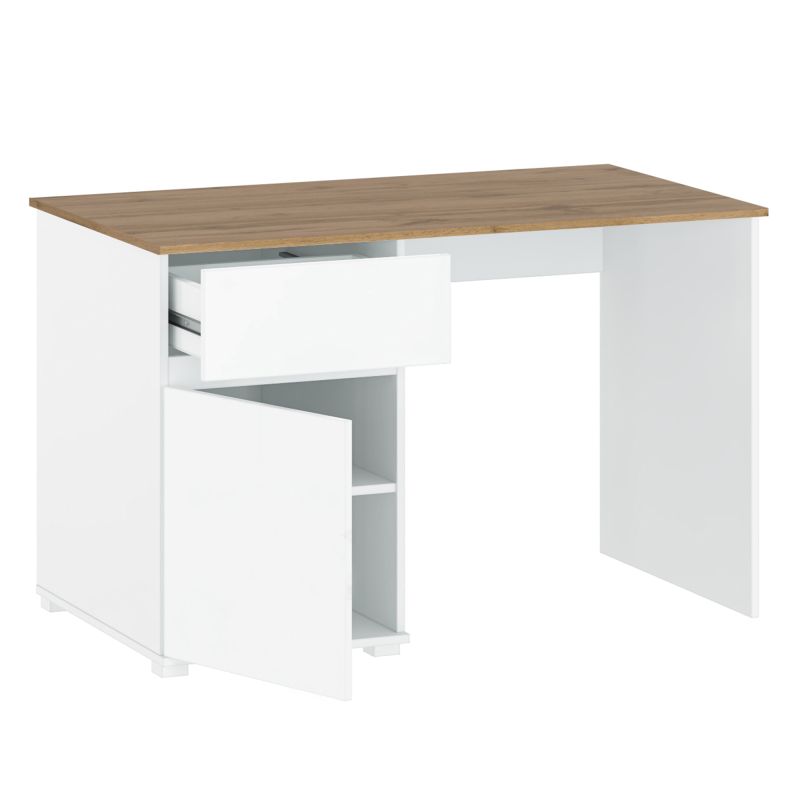 PC stôl, 120x67cm, biely lesk, dub wotan, VILGO 1D1S
