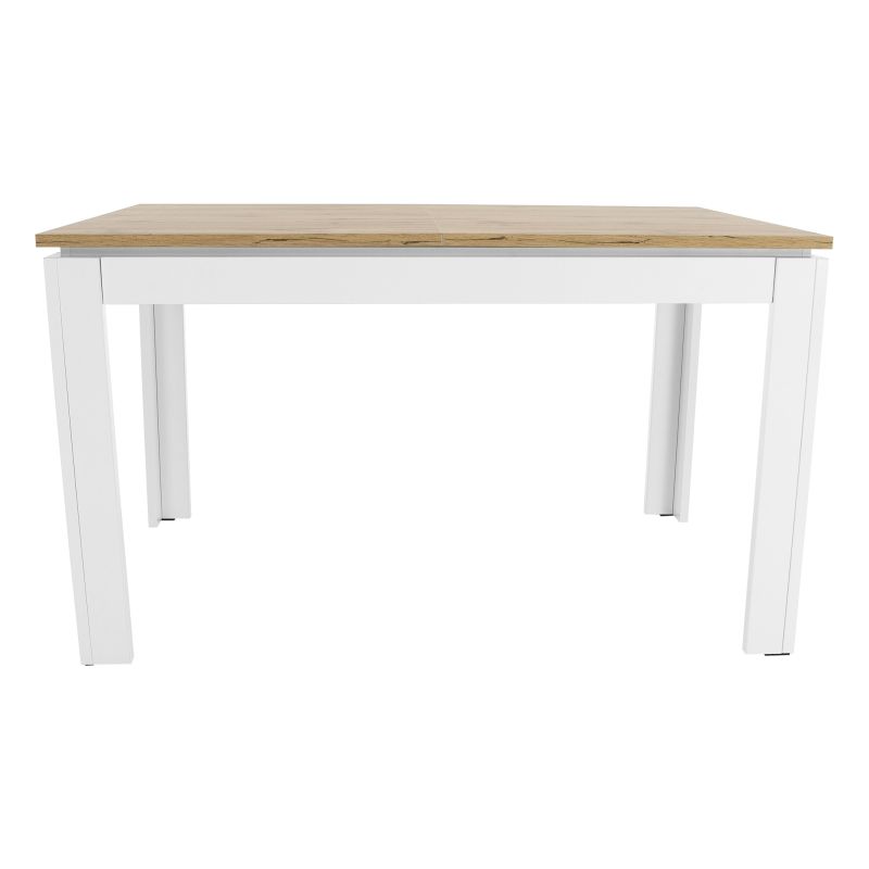 Jedálenský stôl, 135x86cm, rozkladací, DTD, biely, dub wotan, VILGO