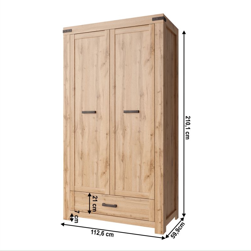 Skriňa, 112cm, vešiaková, dub wotan, MORATIZ 2D1S