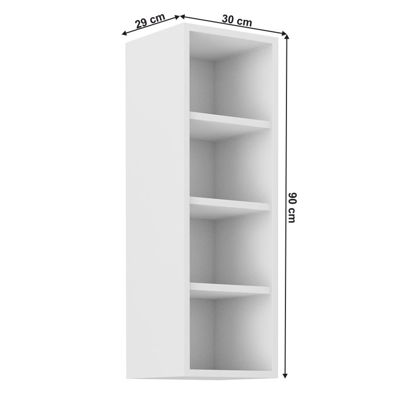 Horná skrinka otvorená, 30cm, biela, LULA 30 G-90 OTW