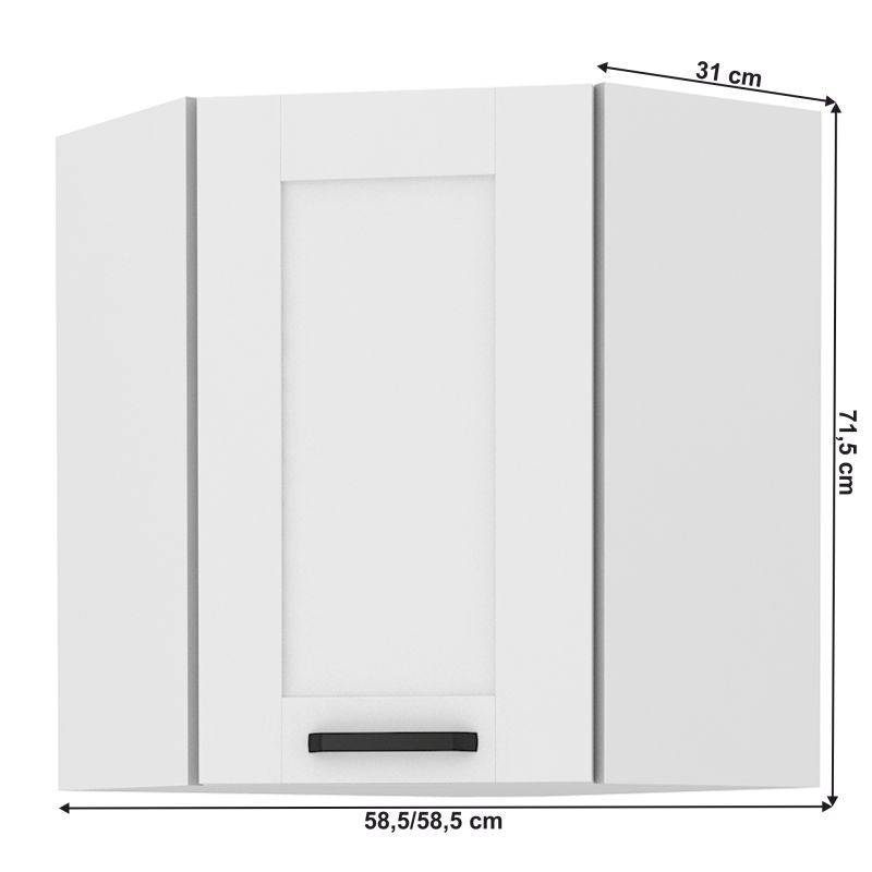 Horná skrinka rohová, 58cm, biela, LULA 58x58 GN-72 1F