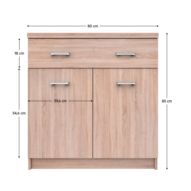 Komoda, 80cm, kombinovaná, dub sonoma, TOPTY TYP 19 2D1S