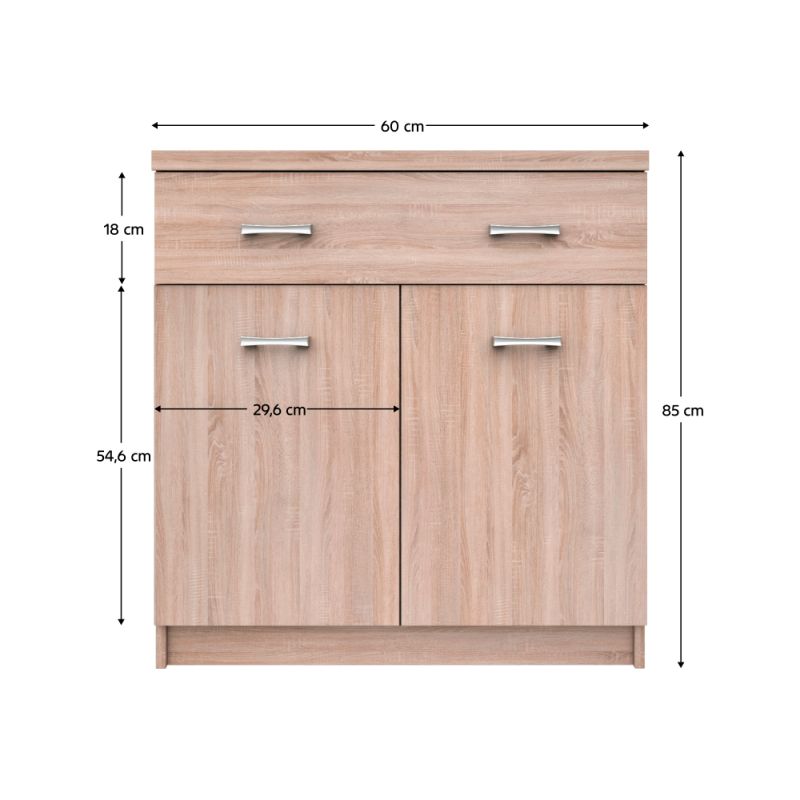 Komoda, 60cm, kombinovaná, dub sonoma, TOPTY TYP 42 2D1S60
