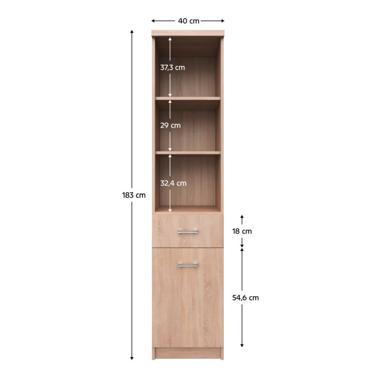 Regál, 40cm, dub sonoma, TOPTY TYP 33 1D1S