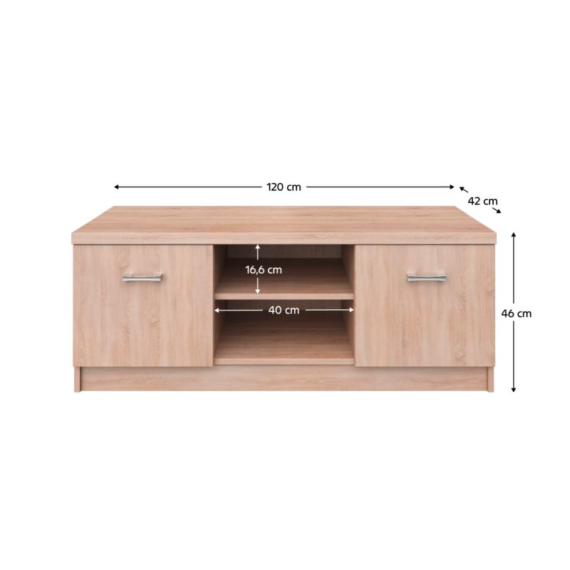 RTV Stolík, 120cm, dub sonoma, TOPTY TYP 35 2D
