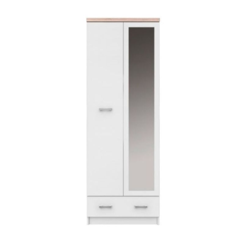 Skriňa, 60cm, vešiaková, biela, dub sonoma, zrkadlo, TOPTY TYP 37 2D1S