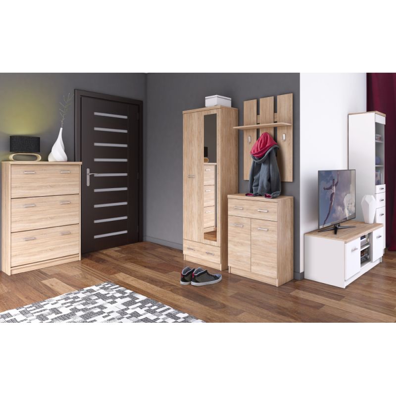 Skriňa, 60cm, vešiaková, dub sonoma, zrkadlo, TOPTY TYP 38 2D1S