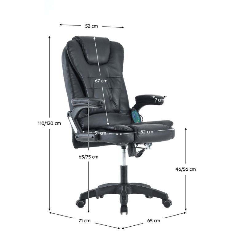 Kancelárske kreslo, funkcia masáže, čierna ekokoža, TYLER NEW