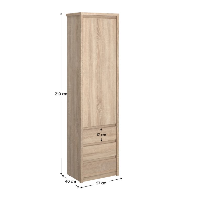 Regál, 57cm, dub sonoma, NORTY TYP 5 1D3S