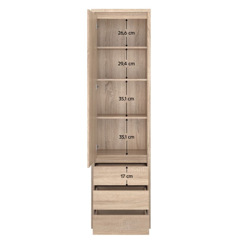 Regál, 57cm, dub sonoma, NORTY TYP 5 1D3S