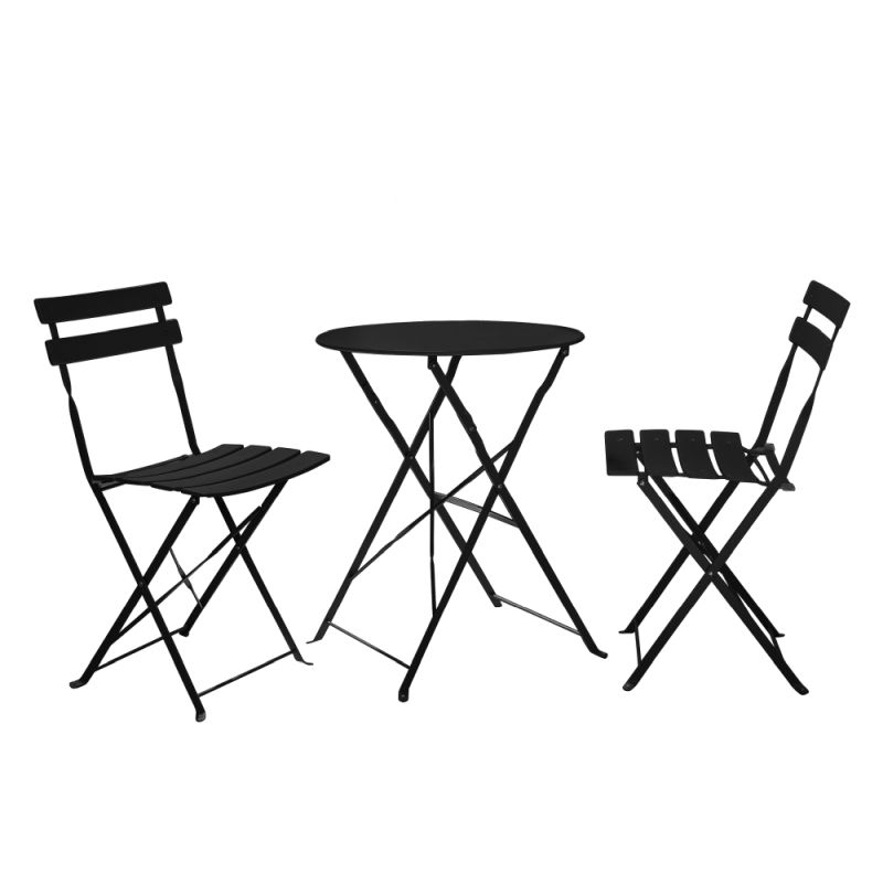 Záhradný set, 1+2, čierny, oceľ, OBAX
