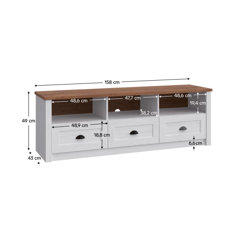 TV stolík, 158cm, sosna andersen, dub lefkas, PROVANCE