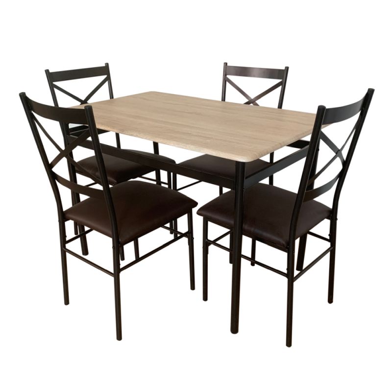 Jedálenský set 1+4, 110x70cm, MDF, dub sonoma, ekokoža hnedá, NAREN
