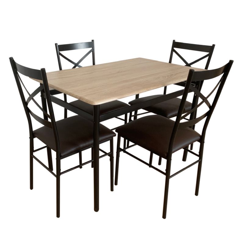 Jedálenský set 1+4, 110x70cm, MDF, dub sonoma, ekokoža hnedá, NAREN