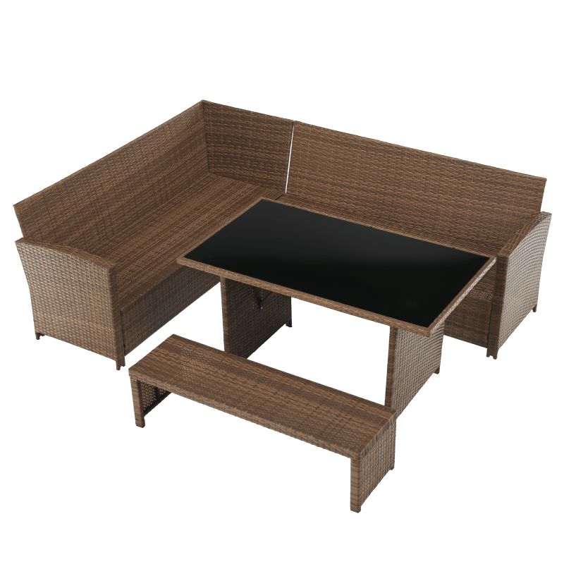 Záhradný ratanový set, svetlohnedý ratan, čierna látka, MADUL