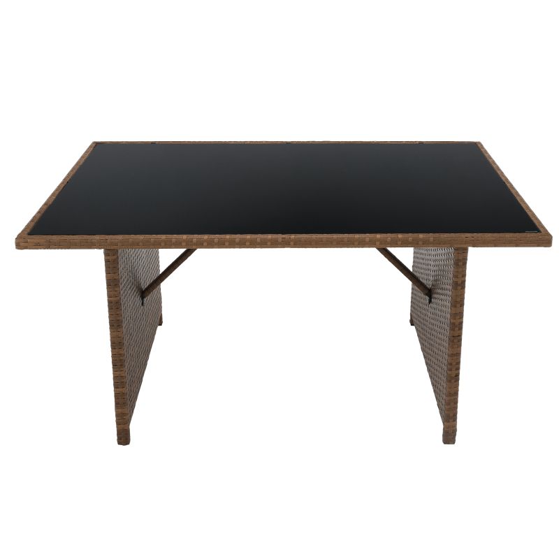 Záhradný ratanový set, svetlohnedý ratan, čierna látka, MADUL