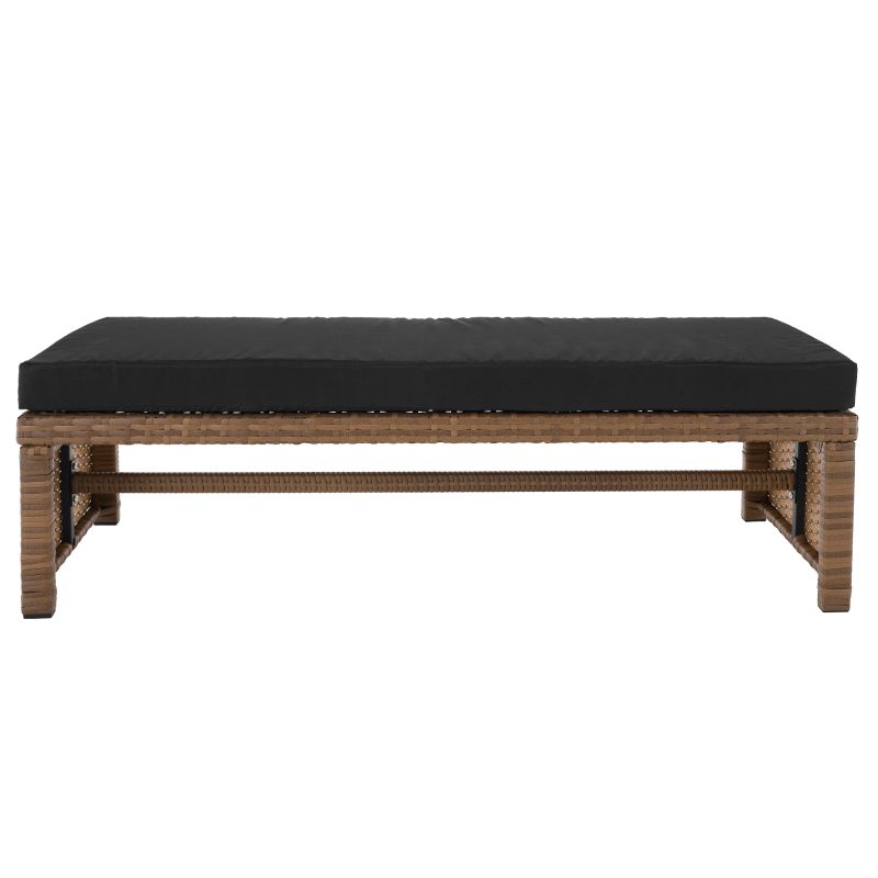 Záhradný ratanový set, svetlohnedý ratan, čierna látka, MADUL