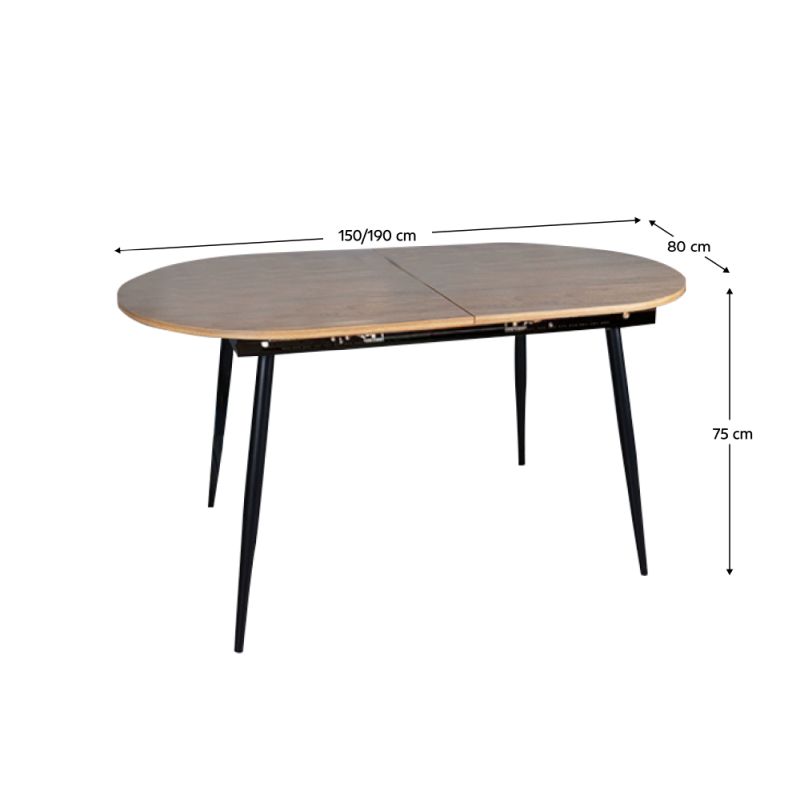 Jedálenský stôl, 150x80cm, rozkladací, MDF, dub, čierny, TAMERON