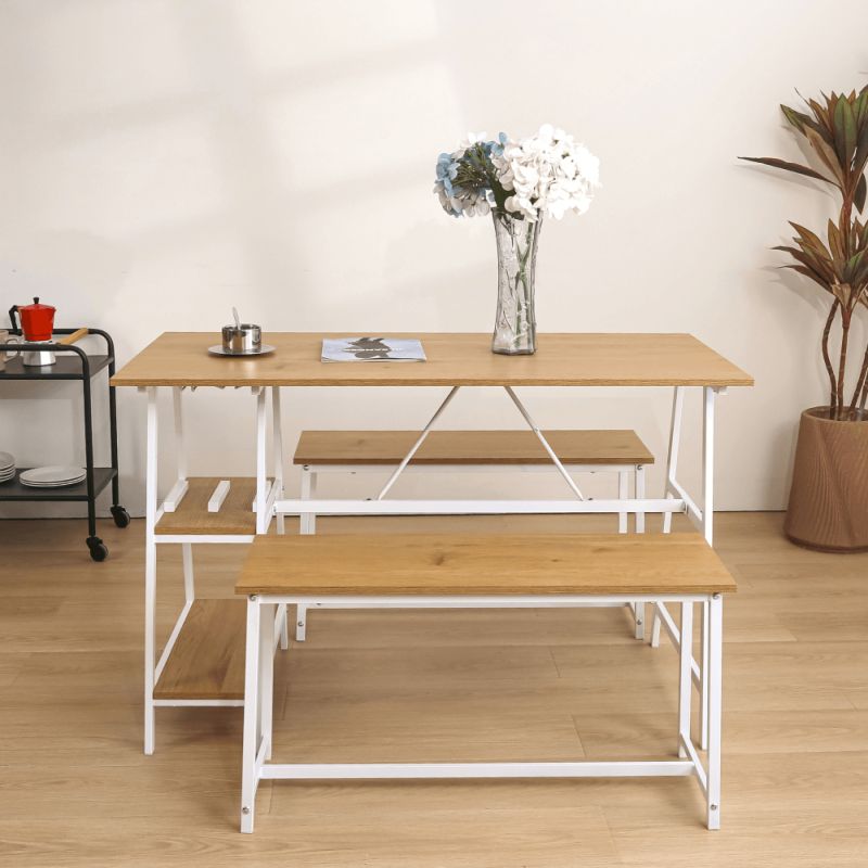 Jedálenský set 1+2, 120x60cm, MDF, dub, biely, ZAFAR