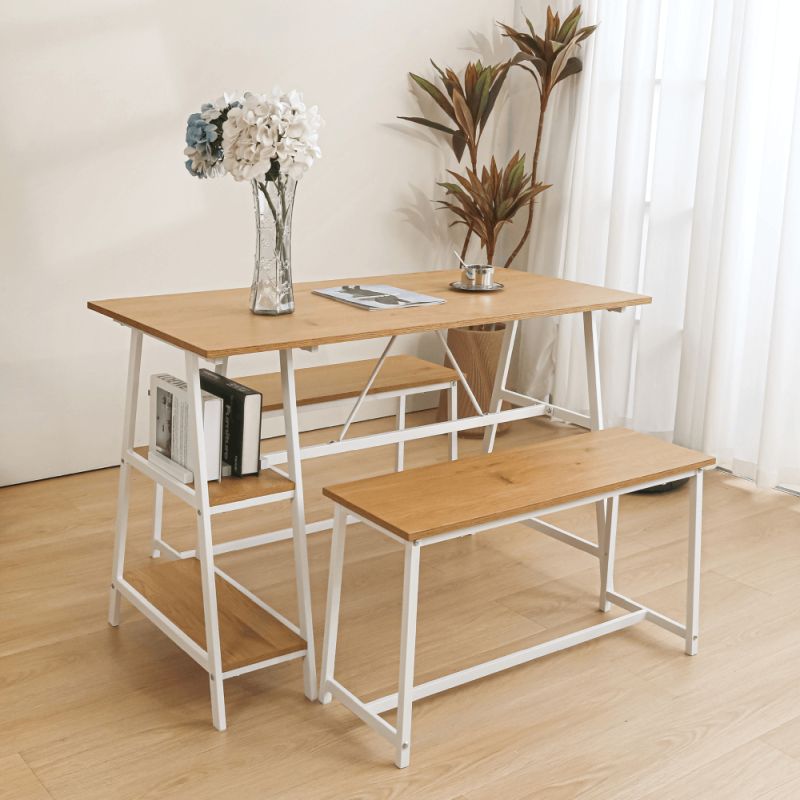 Jedálenský set 1+2, 120x60cm, MDF, dub, biely, ZAFAR