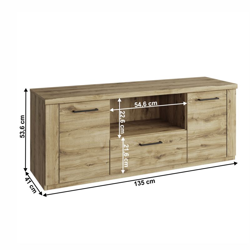TV stolík, 135cm, dub navarra, DORSI 2D1S