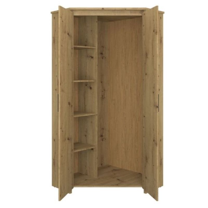 Rohová skriňa, 85cm, kombinovaná, dub artisan, AIRON 2D