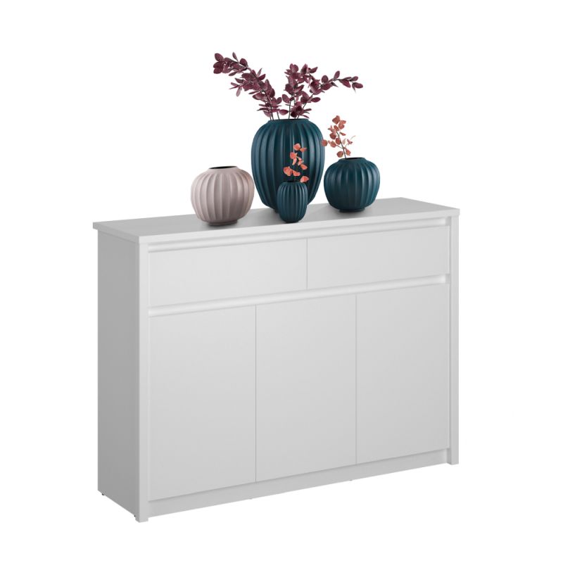 Komoda, 125cm, kombinovaná, biela, ERODIN 3D2S