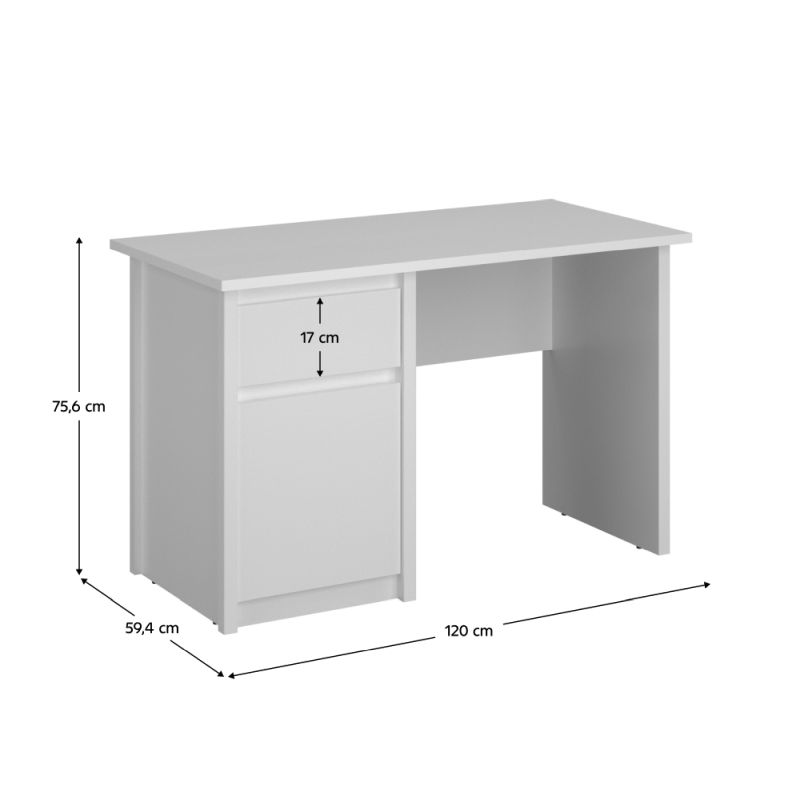 PC stôl, 120x59cm, biely, ERODIN 1D1S