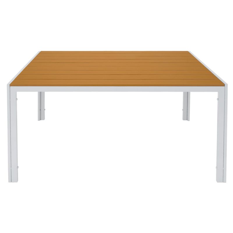 Záhradný stôl, 150x90cm, biela oceľ, polywood dub, BONTO