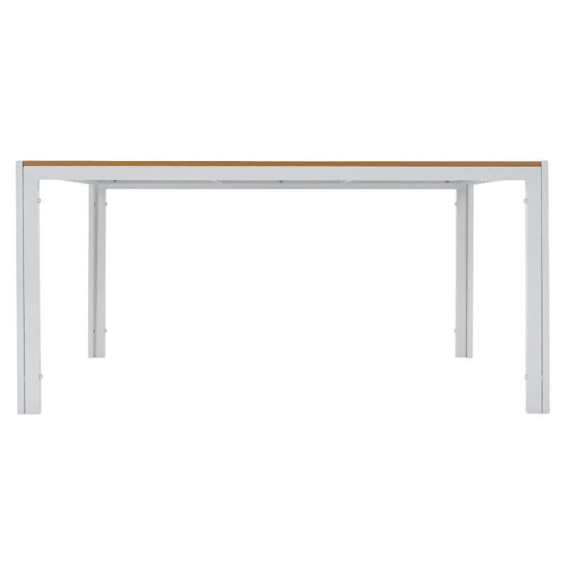 Záhradný stôl, 150x90cm, biela oceľ, polywood dub, BONTO
